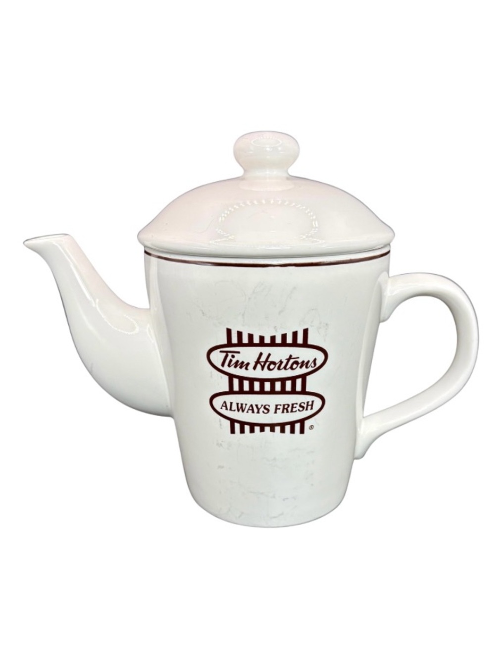 Tim Hortons Porcelain Teapot Coffee Pot with Bilingual Logo Canada